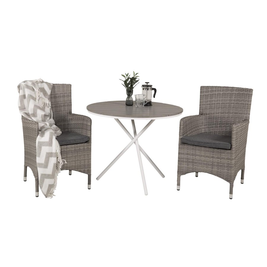 VENTURE DESIGN Malin havestol m. armln og gr stofhynde - gr rattan og aluminium