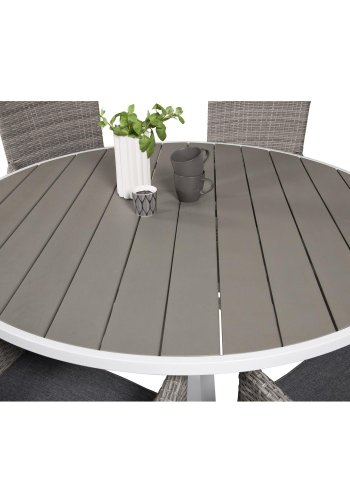 VENTURE DESIGN Malin havestol m. armln og gr stofhynde - gr rattan og aluminium