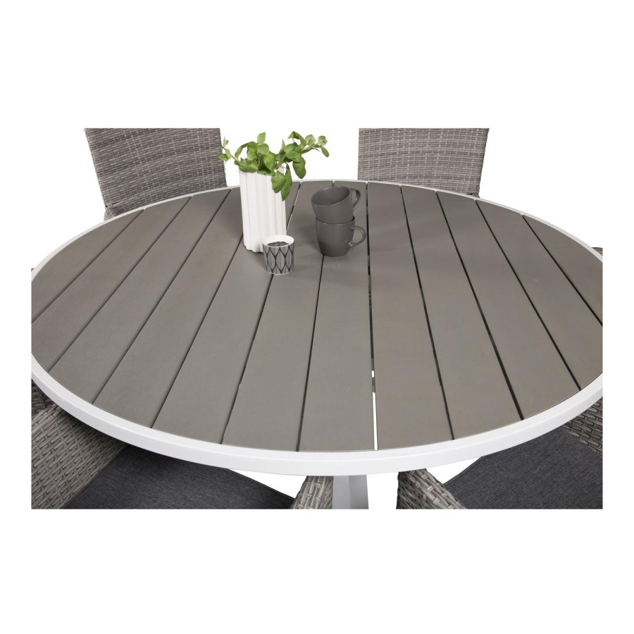 VENTURE DESIGN Malin havestol m. armln og gr stofhynde - gr rattan og aluminium