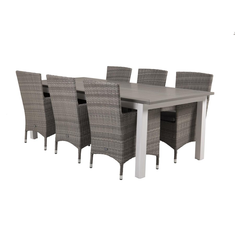 VENTURE DESIGN Malin havestol m. armln og gr stofhynde - gr rattan og aluminium