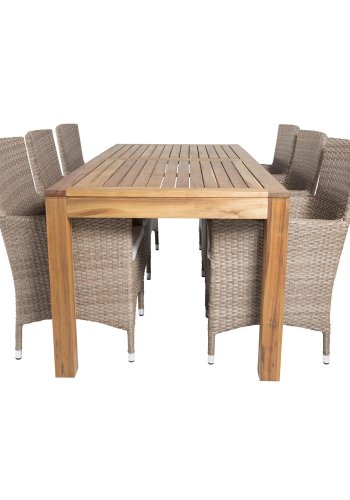 VENTURE DESIGN Malin havestol m. armln og natur stofhynde - natur rattan og aluminium