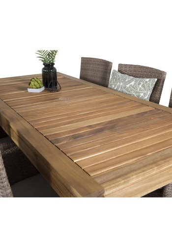 VENTURE DESIGN Malin havestol m. armln og natur stofhynde - natur rattan og aluminium