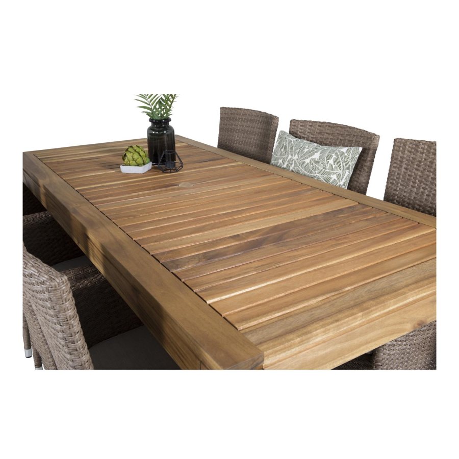 VENTURE DESIGN Malin havestol m. armln og natur stofhynde - natur rattan og aluminium