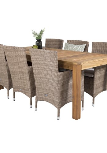 VENTURE DESIGN Malin havestol m. armln og natur stofhynde - natur rattan og aluminium