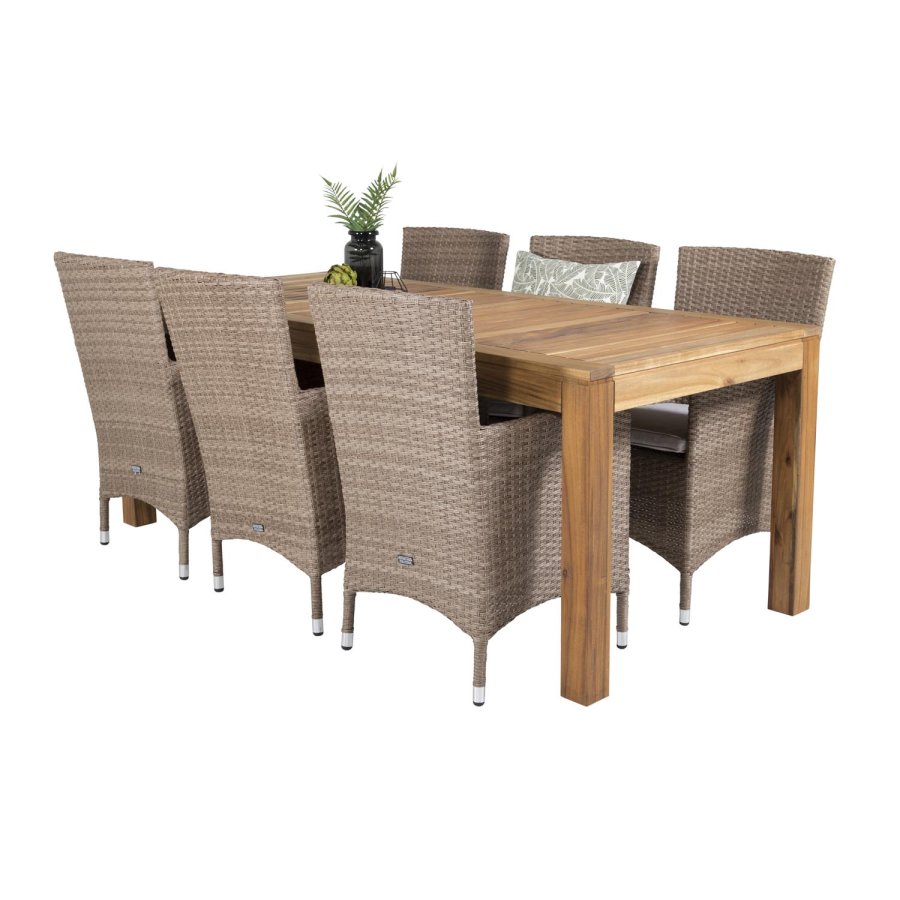 VENTURE DESIGN Malin havestol m. armln og natur stofhynde - natur rattan og aluminium