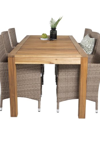 VENTURE DESIGN Malin havestol m. armln og natur stofhynde - natur rattan og aluminium