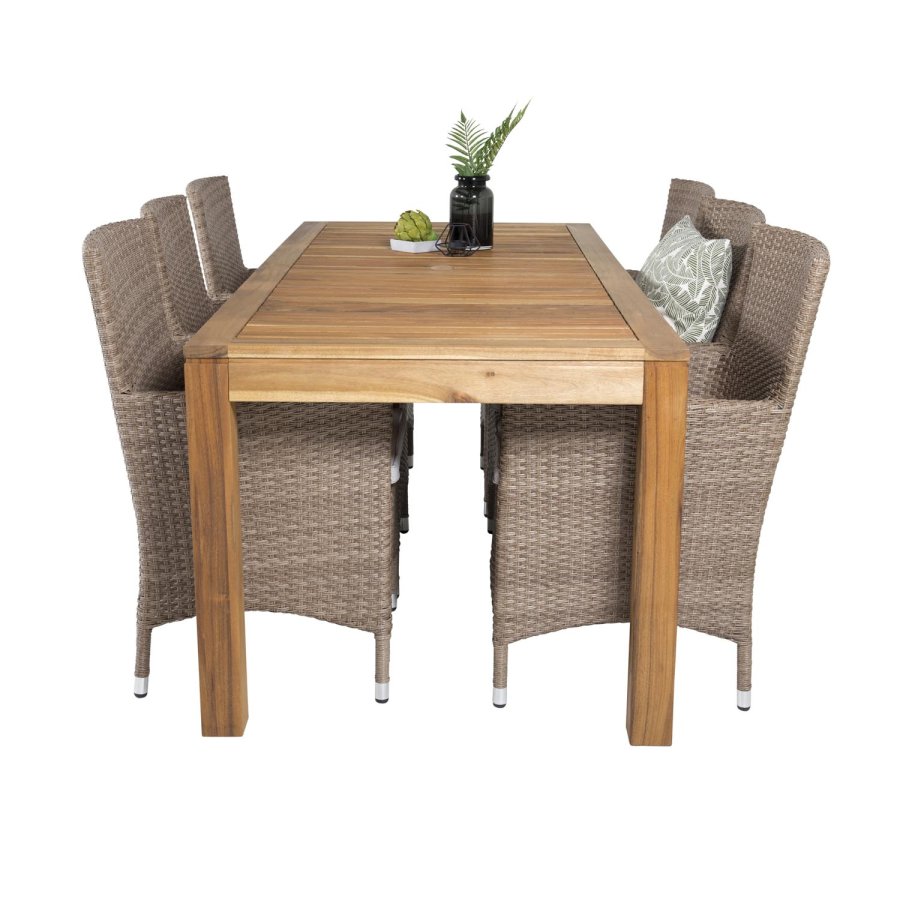 VENTURE DESIGN Malin havestol m. armln og natur stofhynde - natur rattan og aluminium