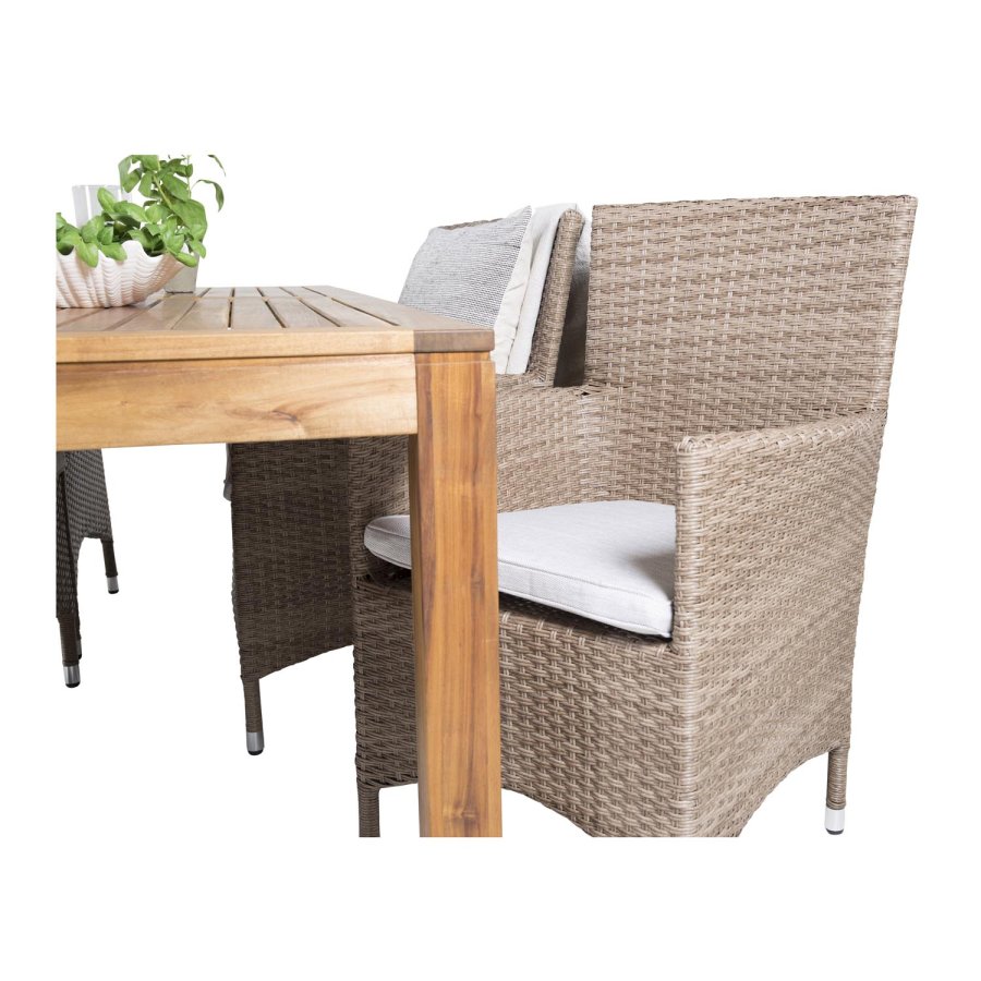 VENTURE DESIGN Malin havestol m. armln og natur stofhynde - natur rattan og aluminium