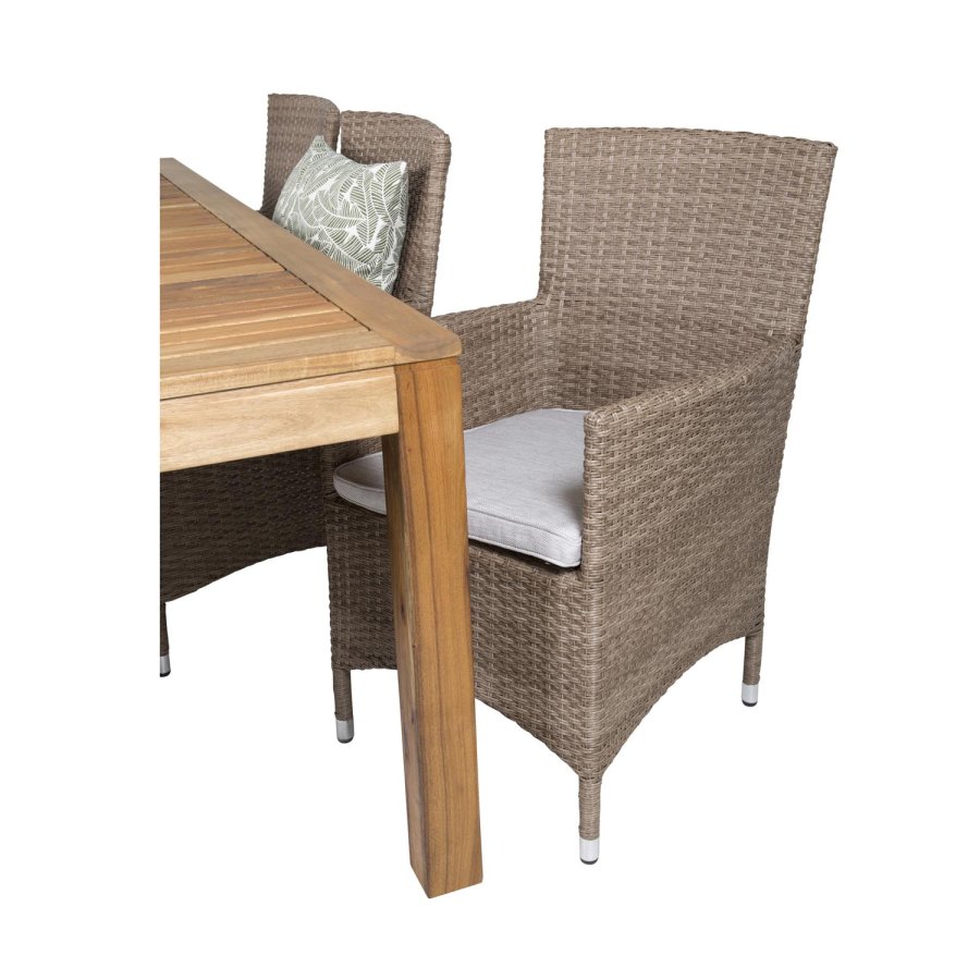 VENTURE DESIGN Malin havestol m. armln og natur stofhynde - natur rattan og aluminium