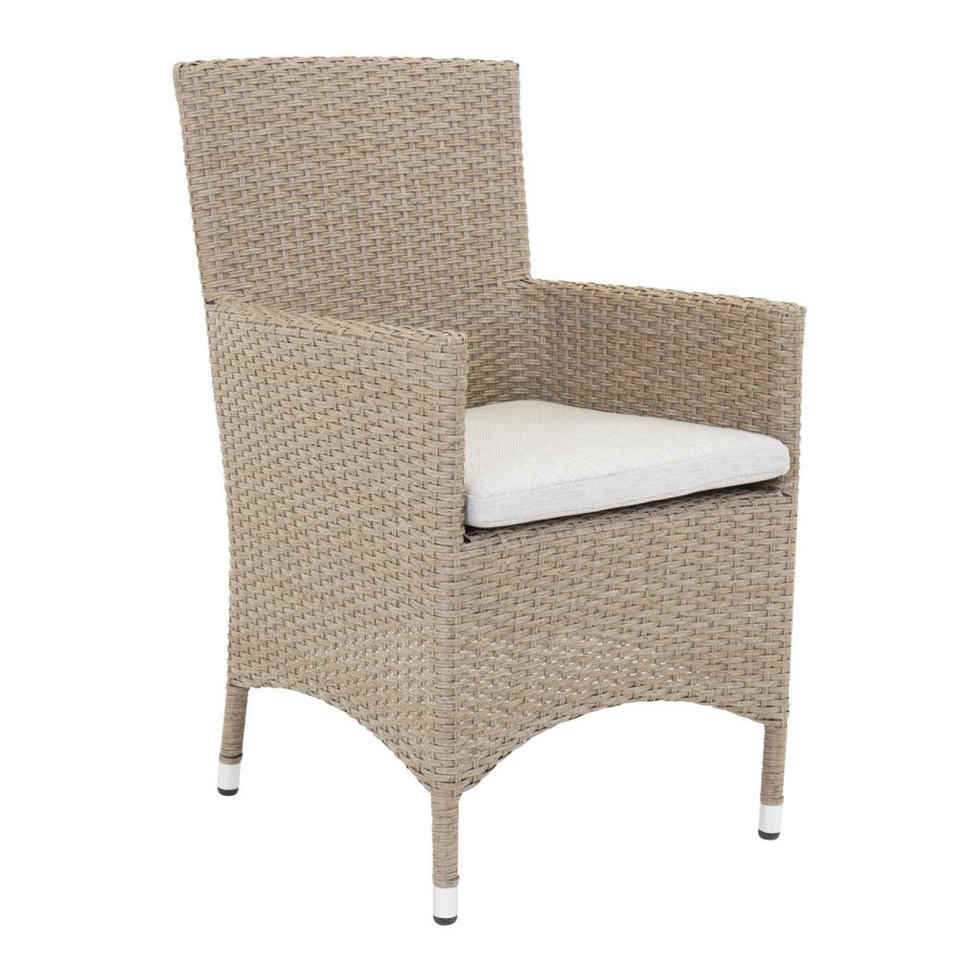 VENTURE DESIGN Malin havestol m. armln og natur stofhynde - natur rattan og aluminium