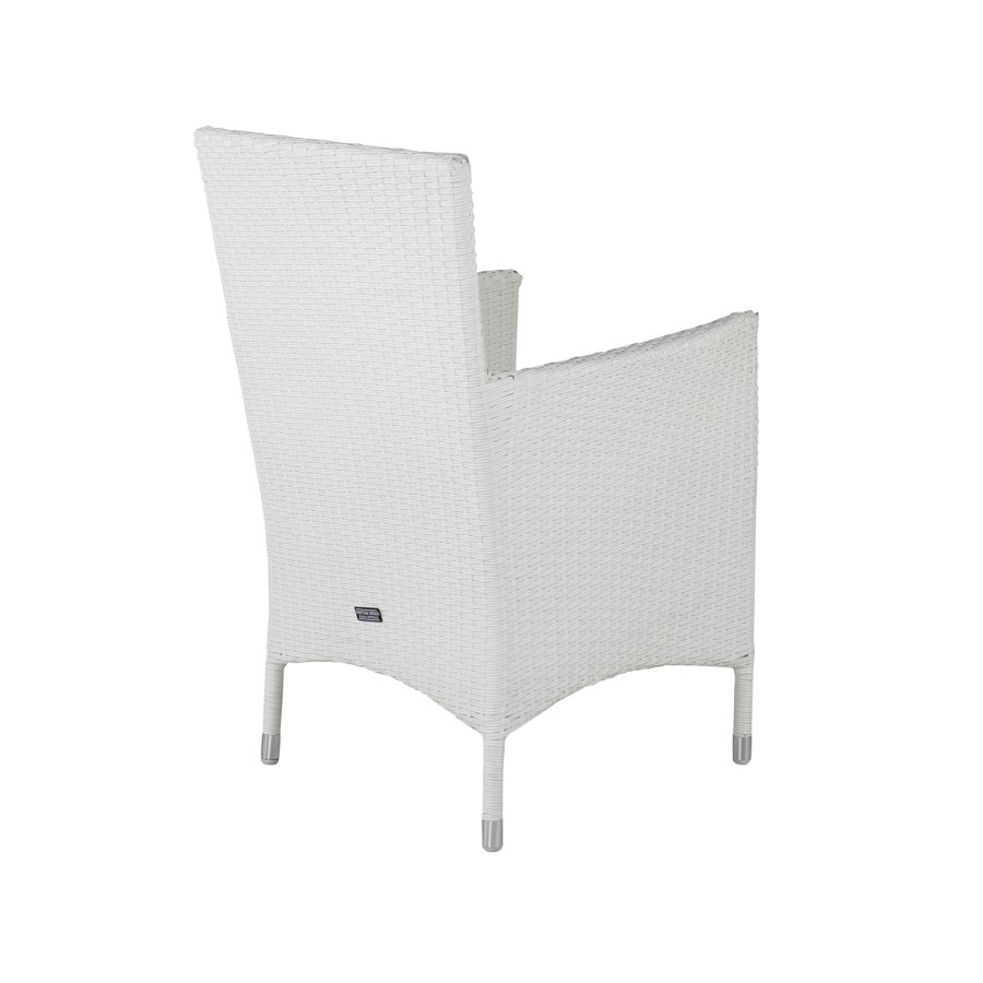 VENTURE DESIGN Malin havestol, m. armln og gr hynde - hvid polyrattan