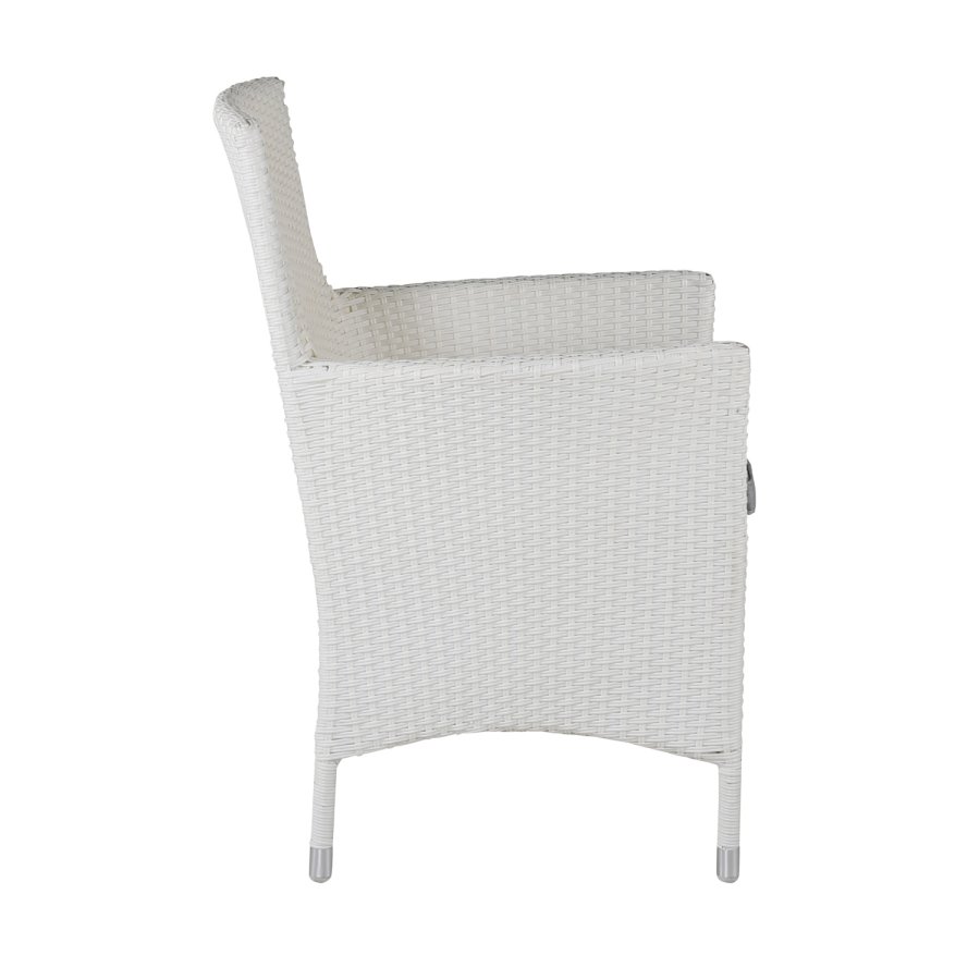 VENTURE DESIGN Malin havestol, m. armln og gr hynde - hvid polyrattan