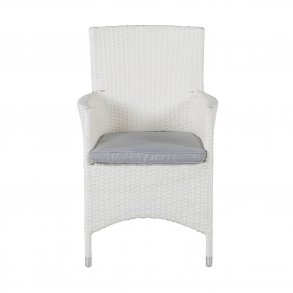 VENTURE DESIGN Malin havestol, m. armln og gr hynde - hvid polyrattan