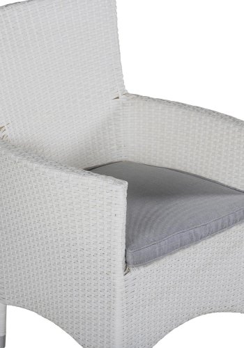VENTURE DESIGN Malin havestol, m. armln og gr hynde - hvid polyrattan