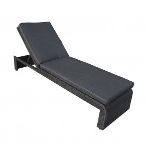 VENTURE DESIGN London udendrs liggestol m. gr stofhynde og hjul - sort rattan og aluminium 