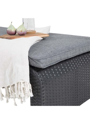 VENTURE DESIGN London udendrs liggestol m. gr stofhynde og hjul - sort rattan og aluminium 