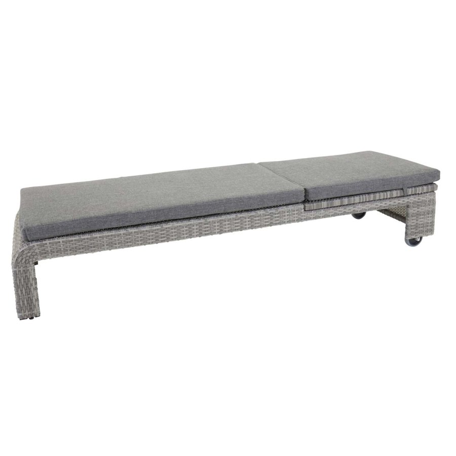 VENTURE DESIGN London udendrs liggestol m. gr stofhynde og hjul - gr rattan og aluminium