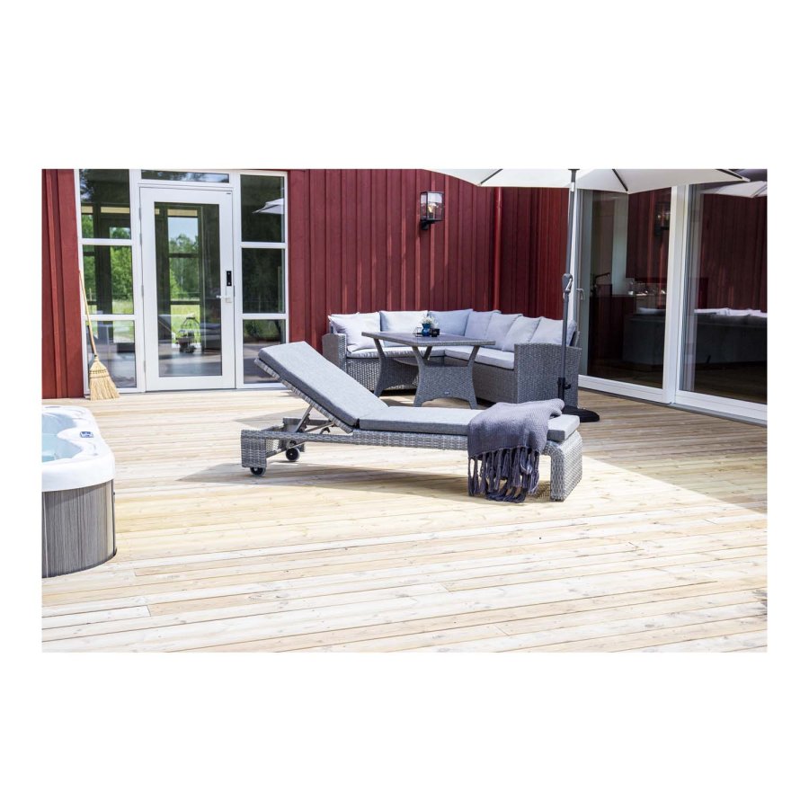 VENTURE DESIGN London udendrs liggestol m. gr stofhynde og hjul - gr rattan og aluminium