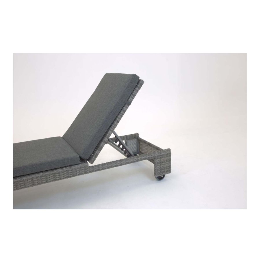 VENTURE DESIGN London udendrs liggestol m. gr stofhynde og hjul - gr rattan og aluminium