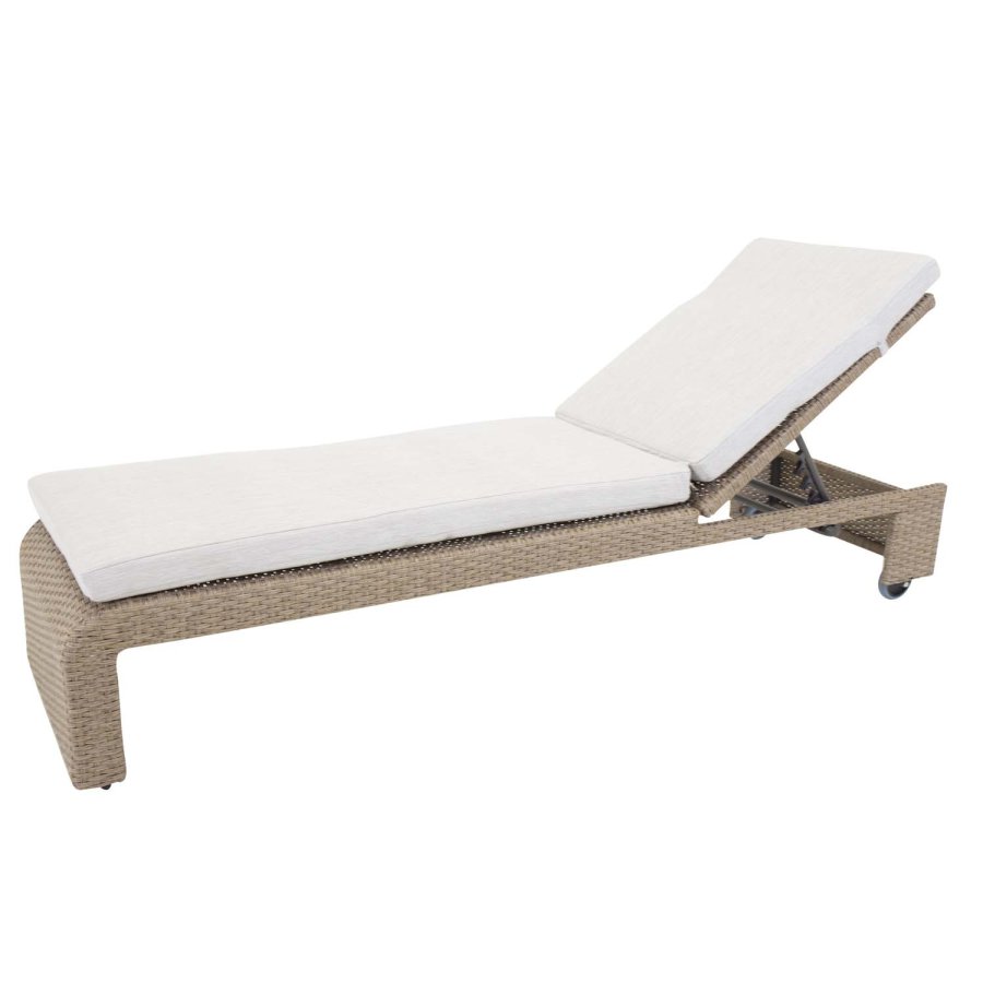 VENTURE DESIGN London udendrs liggestol m. sand stofhynde og hjul - natur rattan og aluminium 
