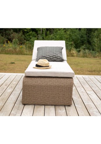 VENTURE DESIGN London udendrs liggestol m. sand stofhynde og hjul - natur rattan og aluminium 