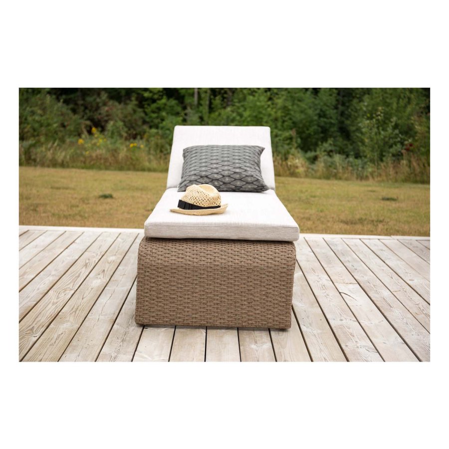 VENTURE DESIGN London udendrs liggestol m. sand stofhynde og hjul - natur rattan og aluminium 