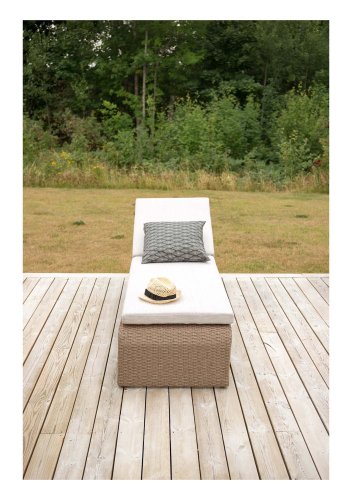 VENTURE DESIGN London udendrs liggestol m. sand stofhynde og hjul - natur rattan og aluminium 