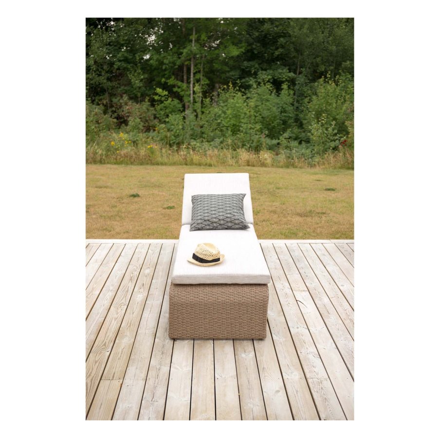 VENTURE DESIGN London udendrs liggestol m. sand stofhynde og hjul - natur rattan og aluminium 