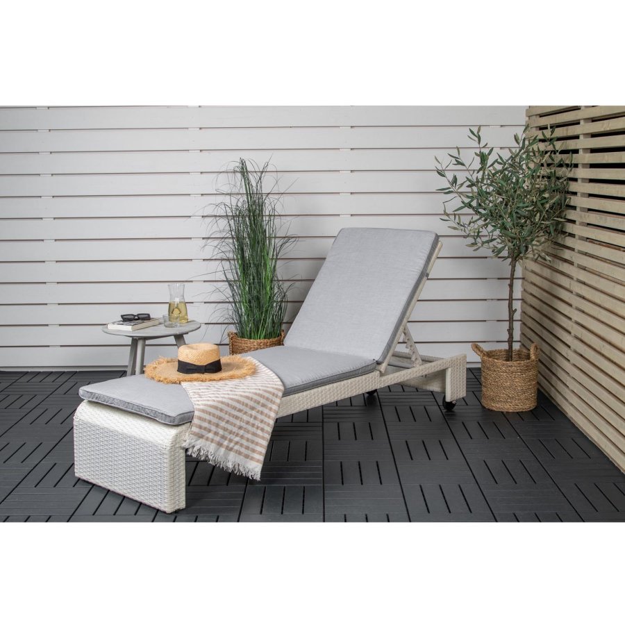 VENTURE DESIGN London liggestol - gr hynde og hvid polyrattan og aluminium