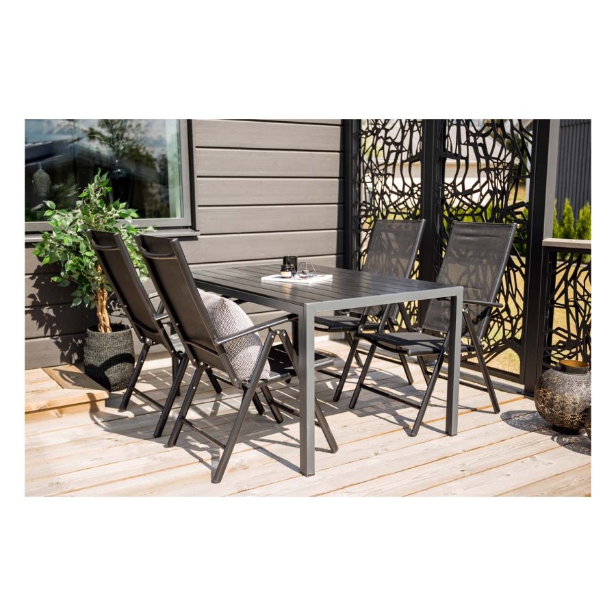 VENTURE DESIGN Break 5 positions havestol m. armln - sort stof og aluminum