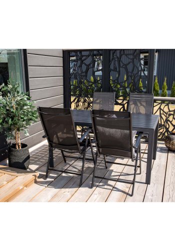 VENTURE DESIGN Break 5 positions havestol m. armln - sort stof og aluminum