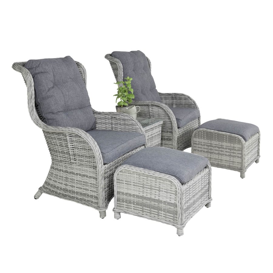 VENTURE DESIGN Vikelund udendrs loungest m. hynder - gr rattan og aluminium 