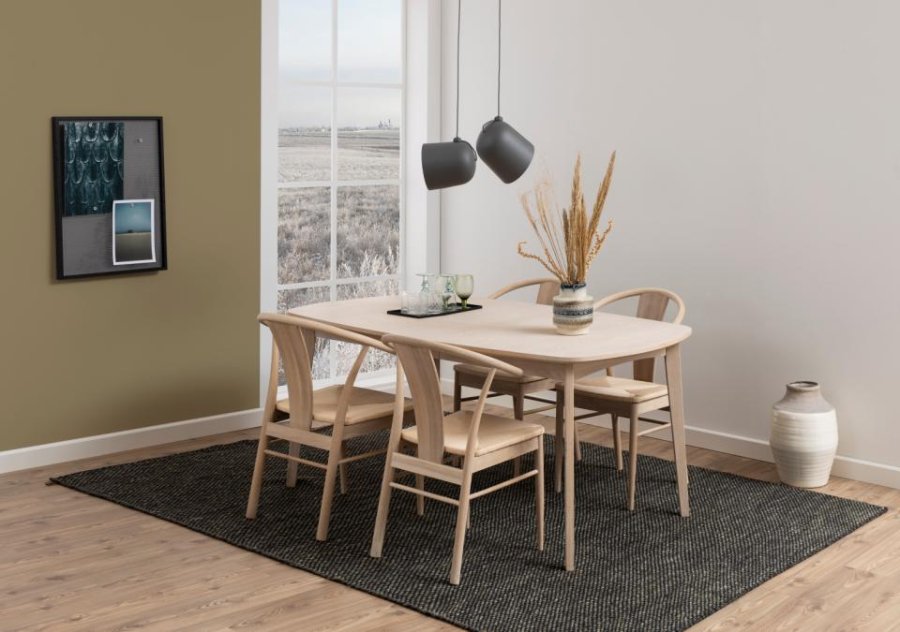 ACT NORDIC Janik spisebordsstol, m. armln - offwhite papirflet og hvidpigmenteret eg