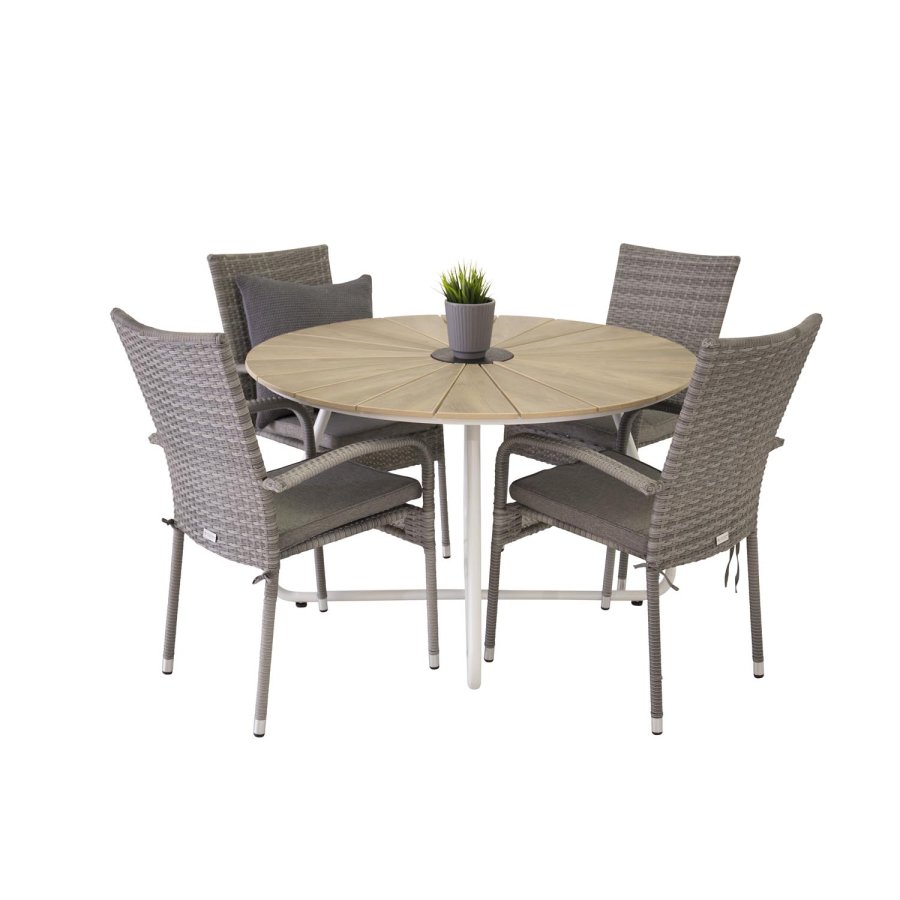 VENTURE DESIGN Anna havestol m. armln - gr rattan og stl 