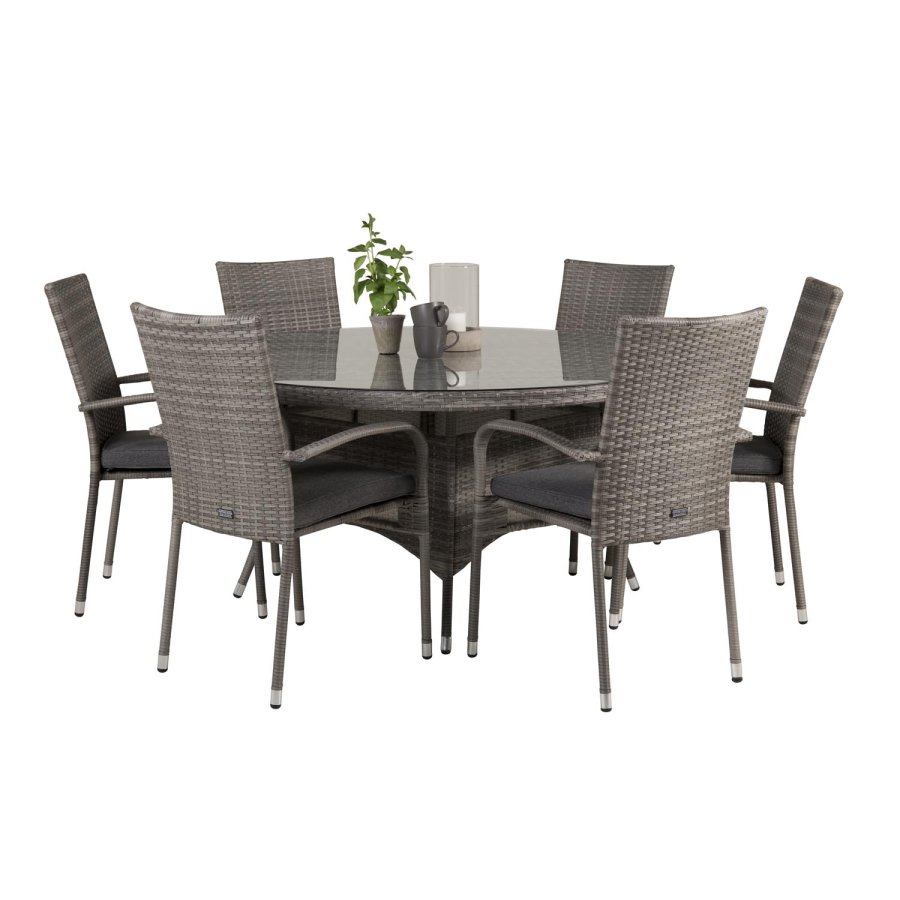 VENTURE DESIGN Anna havestol m. armln - gr rattan og stl 