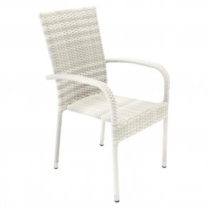 VENTURE DESIGN Anna havestol m. armln - hvid rattan og stl 
