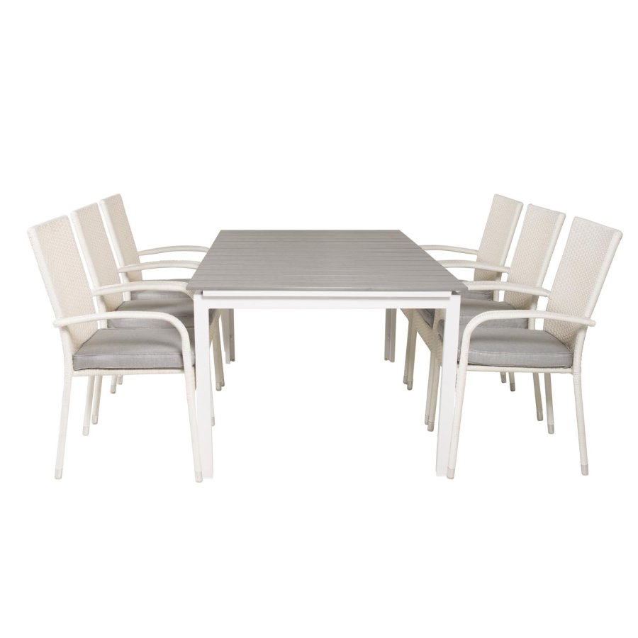 VENTURE DESIGN Anna havestol m. armln - hvid rattan og stl 