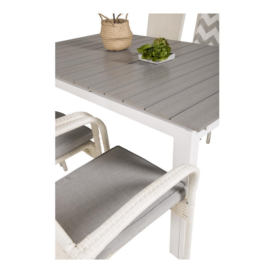 VENTURE DESIGN Anna havestol m. armln - hvid rattan og stl 