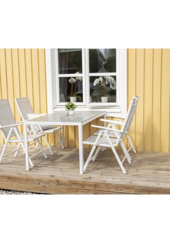 VENTURE DESIGN Break 5 positions havestol m. armln - gr stof og hvid aluminium