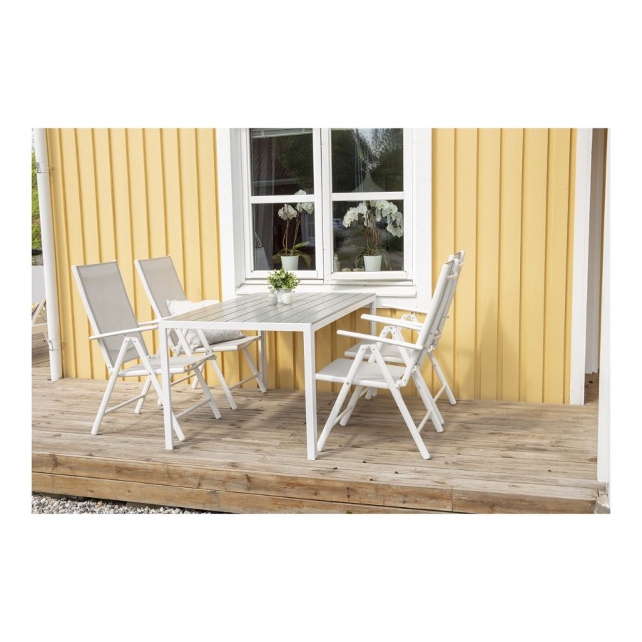 VENTURE DESIGN Break 5 positions havestol m. armln - gr stof og hvid aluminium