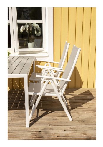 VENTURE DESIGN Break 5 positions havestol m. armln - gr stof og hvid aluminium