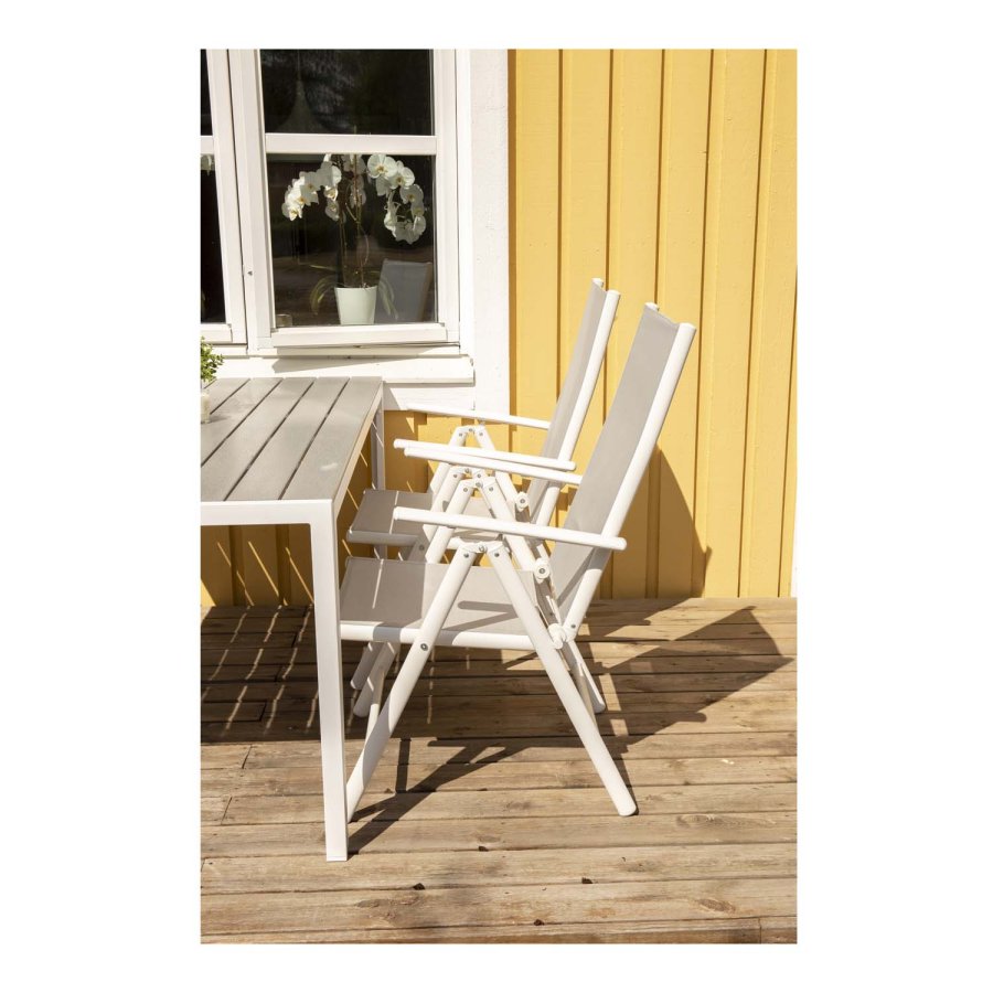 VENTURE DESIGN Break 5 positions havestol m. armln - gr stof og hvid aluminium