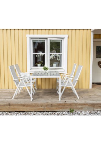 VENTURE DESIGN Break 5 positions havestol m. armln - gr stof og hvid aluminium