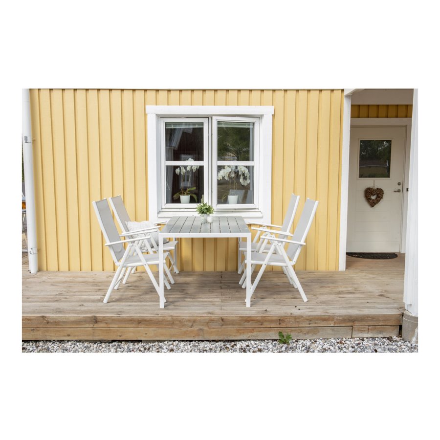 VENTURE DESIGN Break 5 positions havestol m. armln - gr stof og hvid aluminium