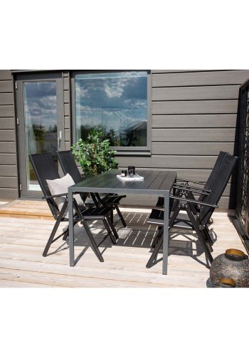 VENTURE DESIGN Break 5 positions havestol m. armln - sort stof og aluminum