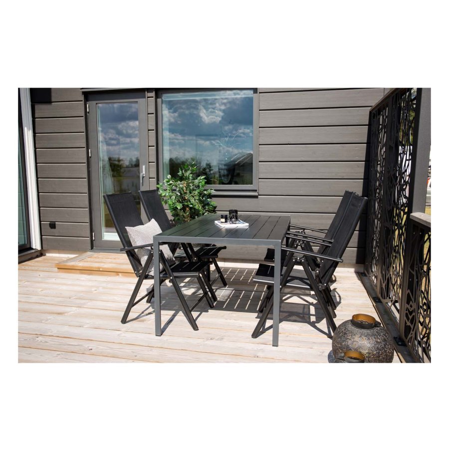 VENTURE DESIGN Break 5 positions havestol m. armln - sort stof og aluminum