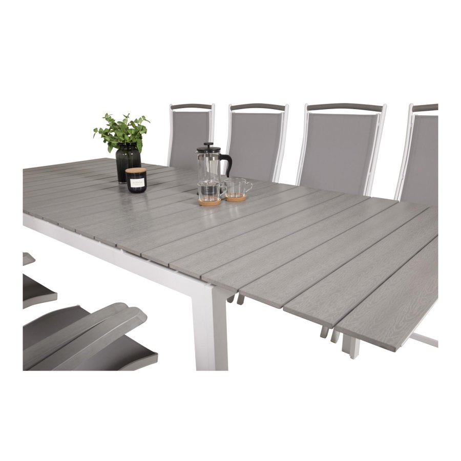 VENTURE DESIGN Albany 5 positions havestol m. armln og gr stofhynde - hvid aluminium