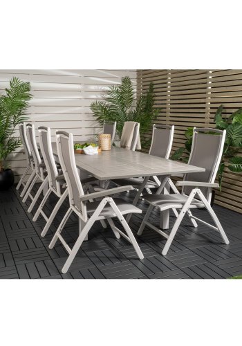 VENTURE DESIGN Albany 5 positions havestol m. armln og gr stofhynde - hvid aluminium