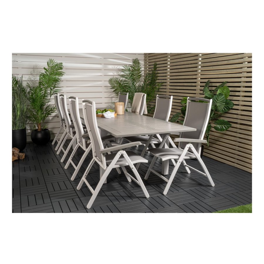 VENTURE DESIGN Albany 5 positions havestol m. armln og gr stofhynde - hvid aluminium