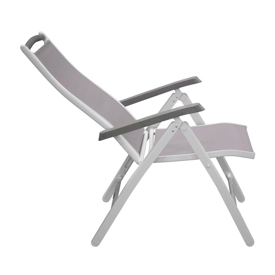 VENTURE DESIGN Albany 5 positions havestol m. armln og gr stofhynde - hvid aluminium